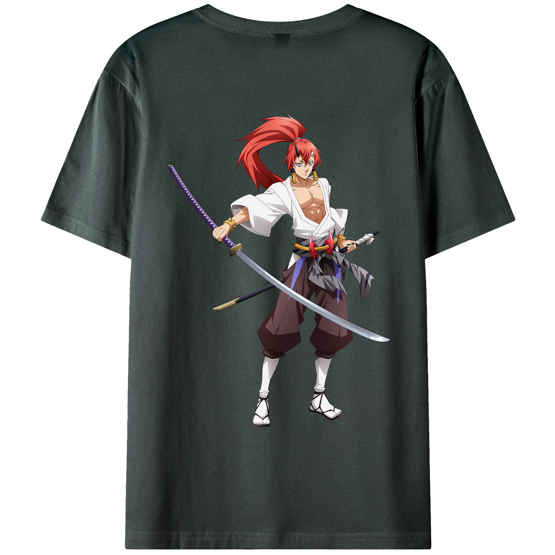 （画像用） 転スラ Regarding Reincarnated to Slime 綿100％ メンズ半袖Tシャツ（バックプリント） 通気性